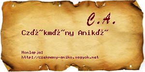 Czékmány Anikó névjegykártya